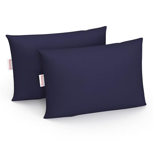 HAUSWAY Pillow Protector Waterproof | Terry Cotton | Pillow Cover with Zip | 200 GSM | Navy Blue-28x18 Inch | Set of 2 - Image 1