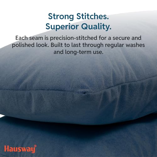 HAUSWAY Pillow Protector Waterproof | Terry Cotton | Pillow Cover with Zip | 200 GSM | Navy Blue-28x18 Inch | Set of 2 - Image 5