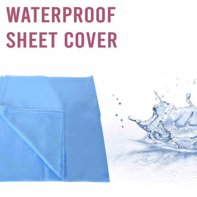 Aqbah Waterproof Plastic Mattress Protection Sheet for Baby and Adult Bed Size 6X7 ft Blue - Image 5