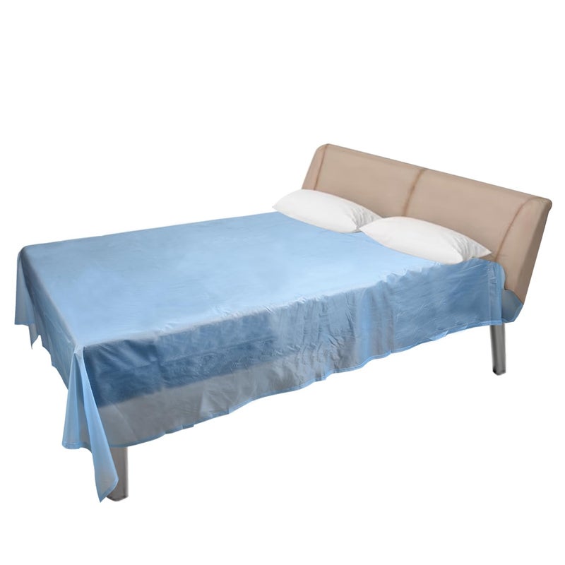 Aqbah Waterproof Plastic Mattress Protection Sheet for Baby and Adult Bed Size 6X7 ft Blue - Image 1
