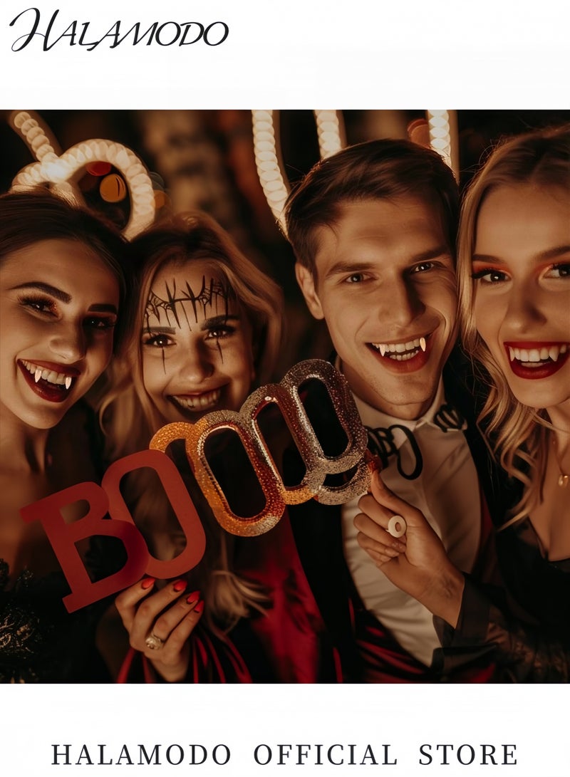 هالامودو طقم مكون من زوجين من أنياب مصاصي الدماء، أنياب واقعية 17 مم و25 مم، إكسسوارات تنكرية، أنياب المستذئب والزومبي لحفلات الأزياء والعروض المسرحية - Image 3