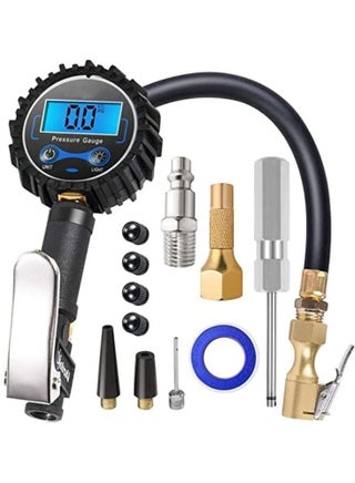 Tyre Inflator Digital Tire Inflator with Tire Pressure Gauge 250 PSI Air Chuck and Compressor Accessories Heavy Duty with Rubber Hose and Quick Connect Coupler for Car Truck Motorcycle