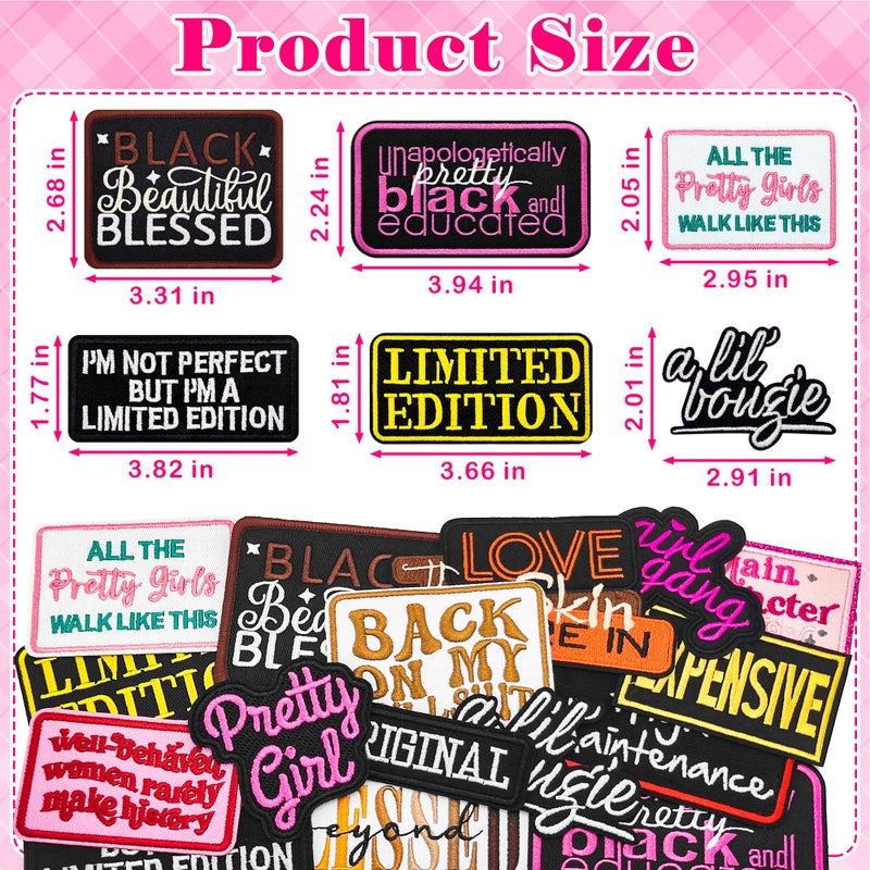 Yaveron 16pcs Black Girl Iron on Patches Girl Power Embroidered Patches for Trucker Hats Clothes Jackets Backpacks - Image 2