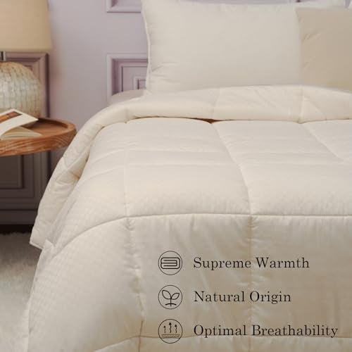 CUDDLE DREAMS Wool Comforter Duvet Insert, 100% Australian Wool Filling with Soft Noiseless Cotton Shell, Natural Warmth (Heavyweight for Winter, King) - Image 2