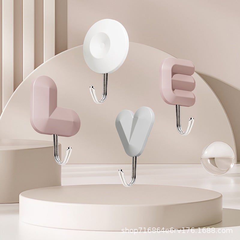 Light Luxury LOVE Plastic Letter Hook Creative No-Drill Adhesive Hook for Bedroom Bathroom Kitchen Door Wall - Image 2