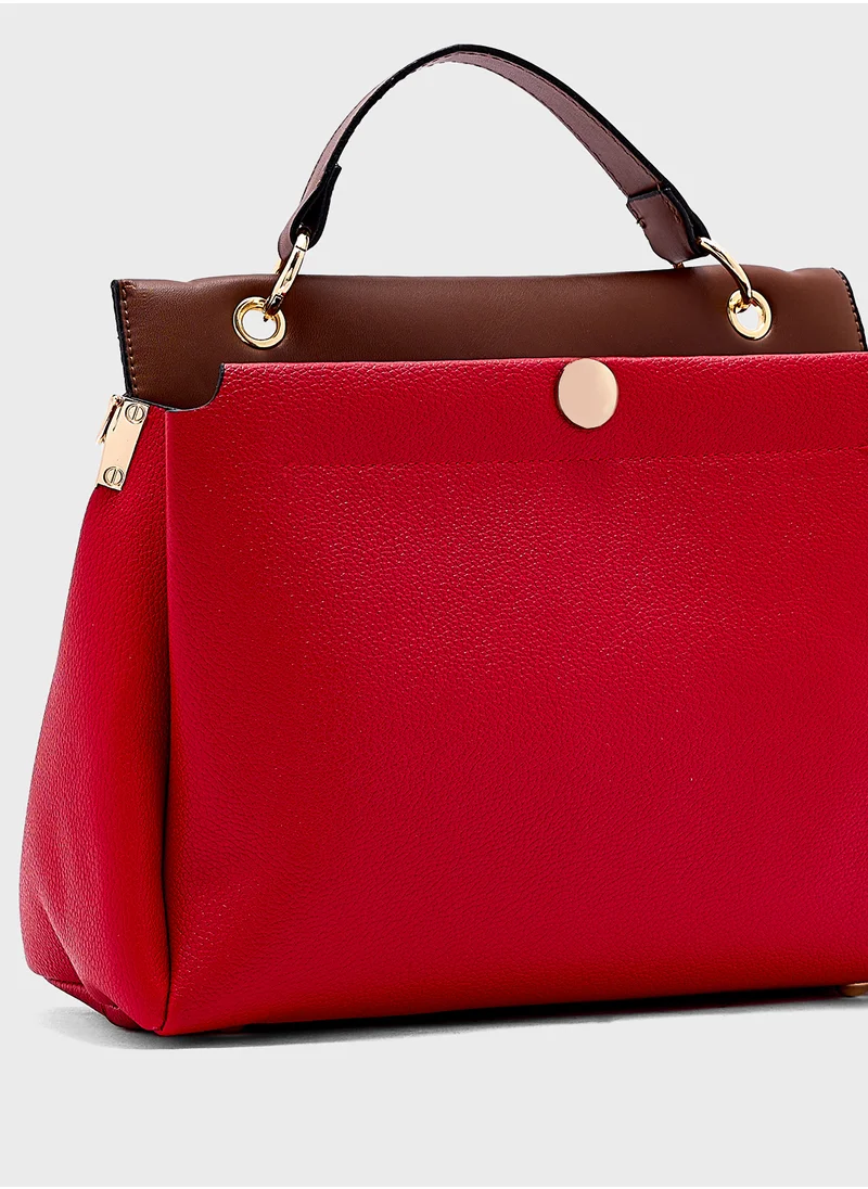 ايلا Top Handle Bag With Contrast Panel