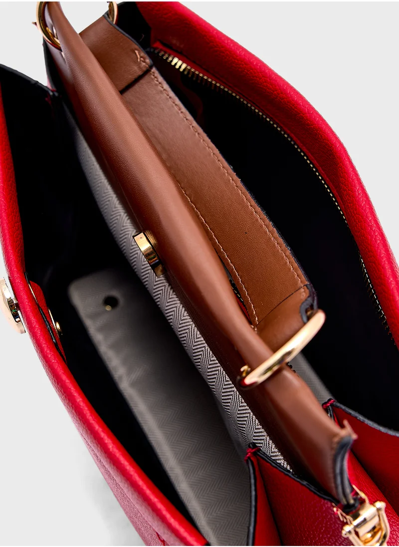 ايلا Top Handle Bag With Contrast Panel