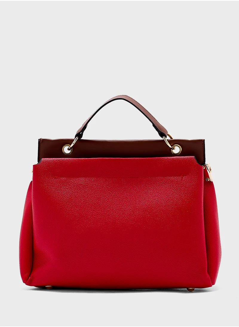 ايلا Top Handle Bag With Contrast Panel