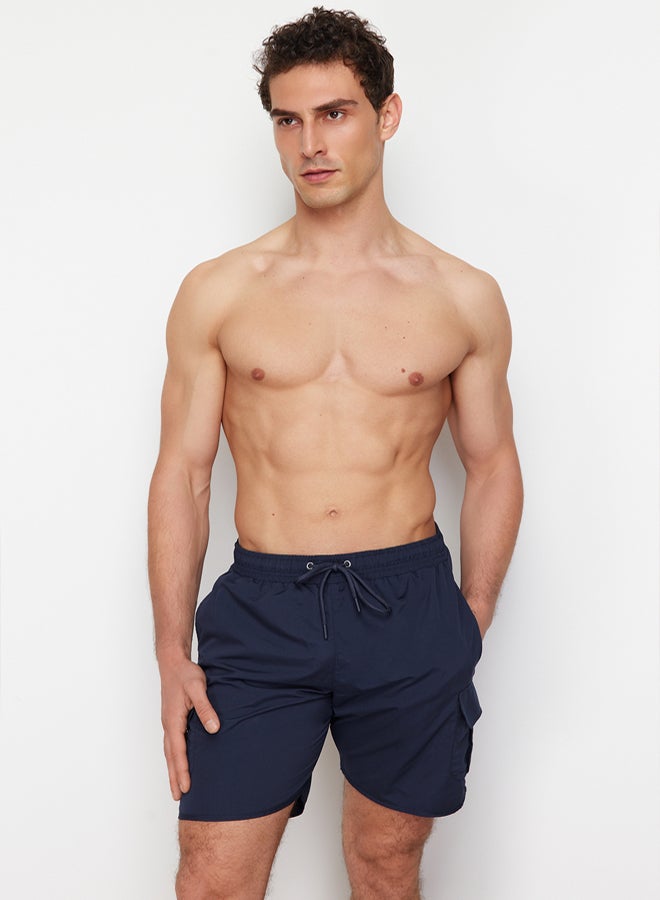 trendyol Navy Blue Standard Size Swim Shorts with Cargo Pocket - Image 1
