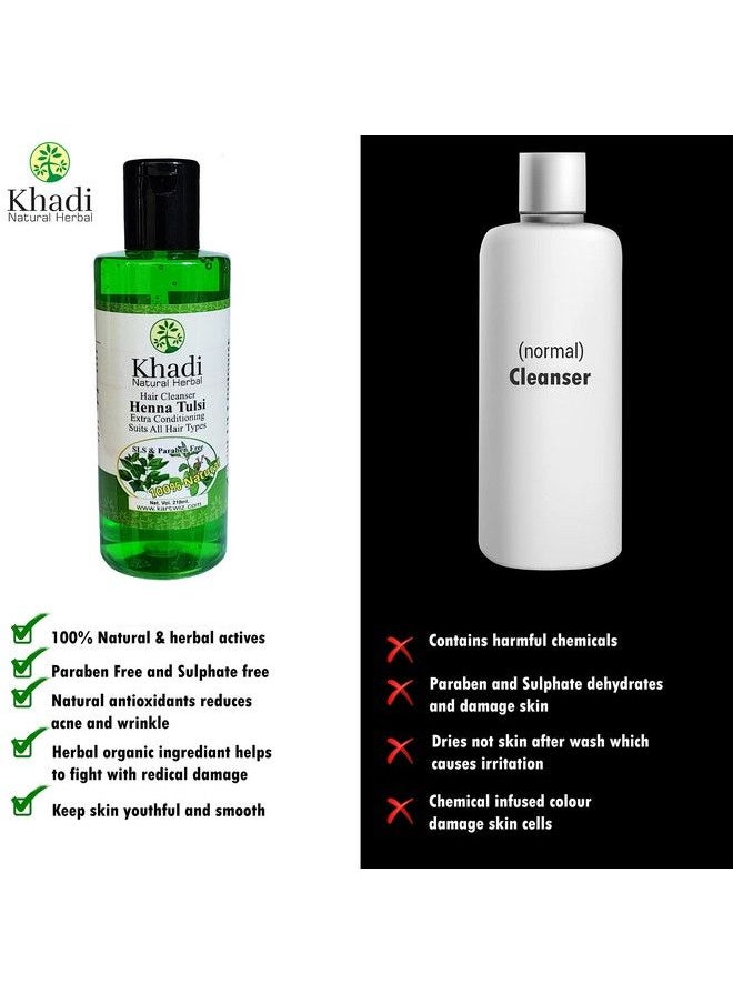 Khadi Unisexheena Tulsi Extra Conditioner Shampoo For Nourishing Hair And Antidandruff 210Ml  - Image 5