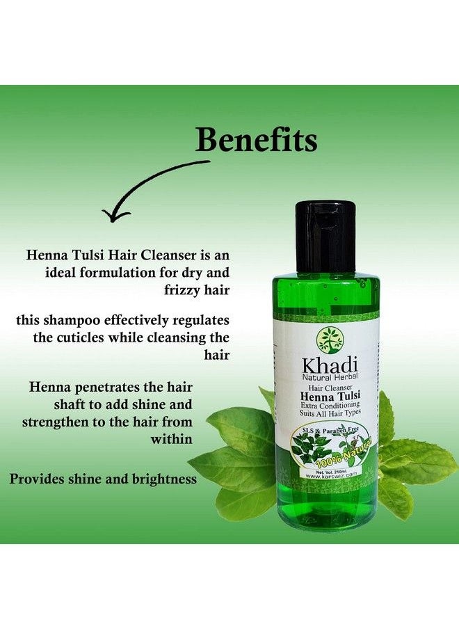 Khadi Unisexheena Tulsi Extra Conditioner Shampoo For Nourishing Hair And Antidandruff 210Ml  - Image 4