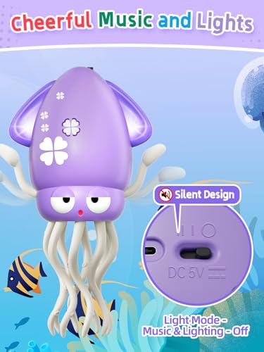 WAVISA Dancing Squid Baby Toy Gifts Dancing Octopus Tummy Time Toys Crawling Octopus with Music and Light Squid Baby Toy for 3 4 5 6 7 8 9 10 11 12 Toddler Boy Girl Birthday Easter Basket Stuffers Gifts - Image 5