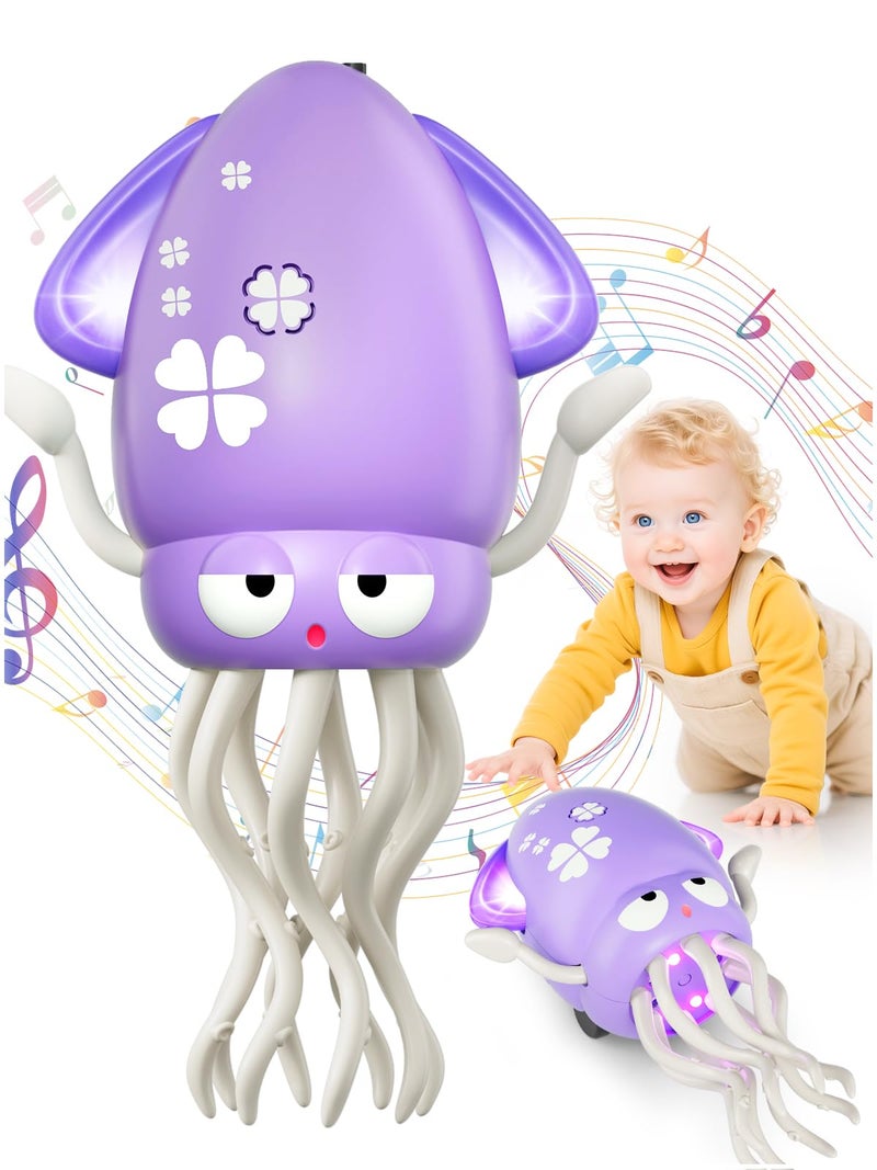 WAVISA Dancing Squid Baby Toy Gifts Dancing Octopus Tummy Time Toys Crawling Octopus with Music and Light Squid Baby Toy for 3 4 5 6 7 8 9 10 11 12 Toddler Boy Girl Birthday Easter Basket Stuffers Gifts - Image 3