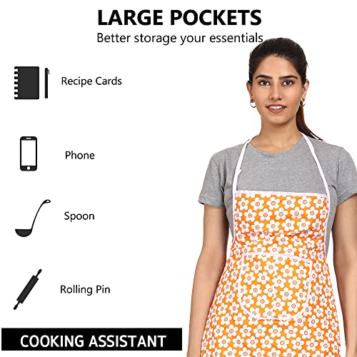 JMi Cotton Fabric Floral Print Waterproof Apron with Multipurpose Front Pocket Pack of 2� (Combo - 3) - Image 2