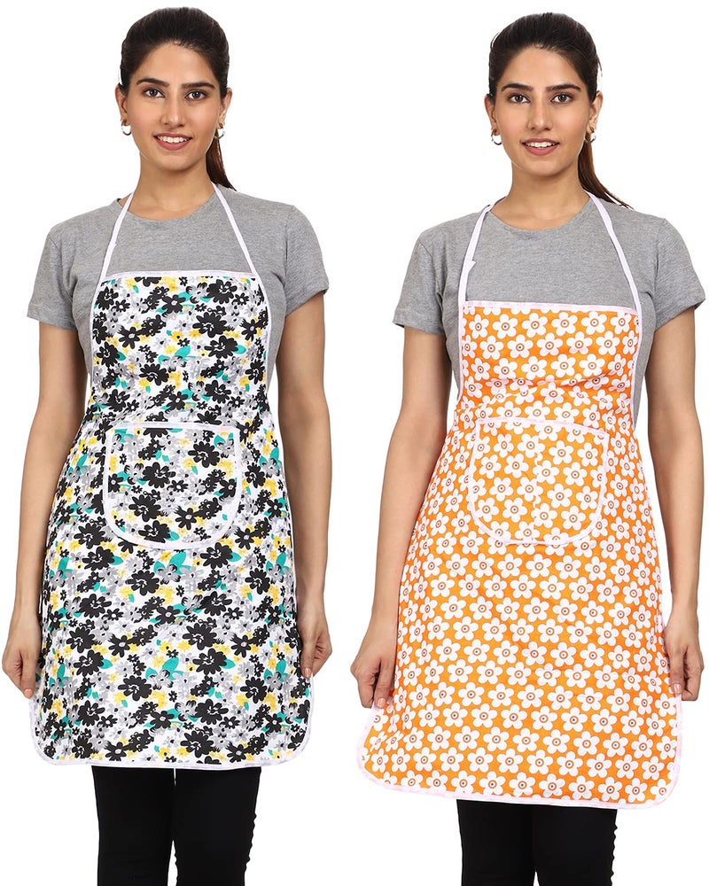 JMi Cotton Fabric Floral Print Waterproof Apron with Multipurpose Front Pocket Pack of 2� (Combo - 3) - Image 1