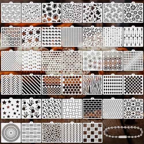 Qumenan 40 PCS Cookie Stencil Baking Stencils for Royal Icing Cookies Craft Painting Stencil for Cake Stencils Decorating Buttercream(5.5in) - Image 1