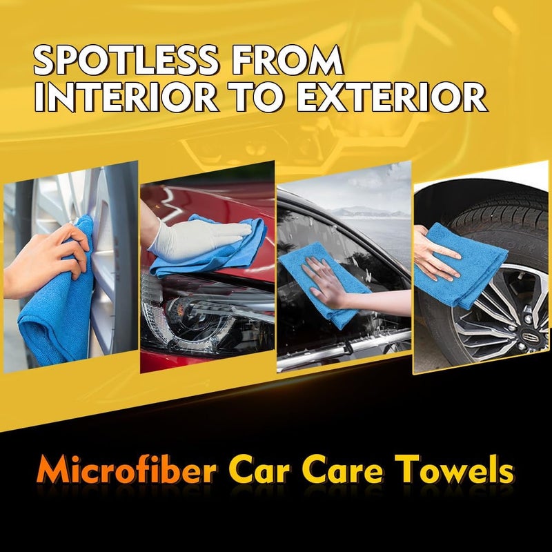 HOMEXCEL Blue Microfiber Cleaning Cloths 100 Pack - Reusable Lint Free Towels for Cars, House, and Kitchen - Image 4