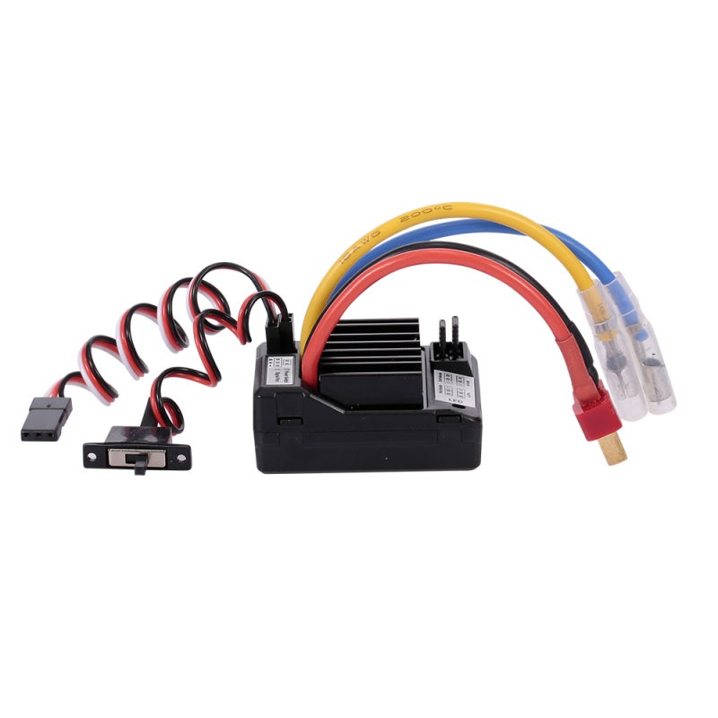 60A Brushed ESC: Black, Strong Current Capability, Excellent Heat Dissipation - Multiple Protection Features, Easily Programmed for 1/10 RC Car Off-road Truck, RC Boat, Brushed Motor - Image 3