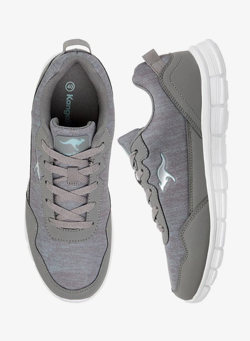 kangaROOS GREY Women's Logo Embroidered Sports Shoes with Lace-Up Closure for Women | Best Price UAE