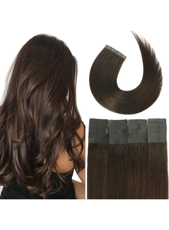 Aison Tape In Hair Extensions Real Human Hair Dark Brown 100% Remy Human Hair Extensions Silky Straight For Fashion Women 20 Pcs/Package(16Inch 2 30G) - Image 2