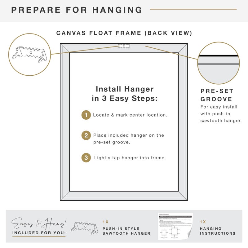 MCS Canvas Float Frames 16x20 Frame, Black Frame for Finished Canvases, Vertical & Horizontal Wall Hanging Large with Adhesive for Canvas Paintings (1-Pack) - Image 5