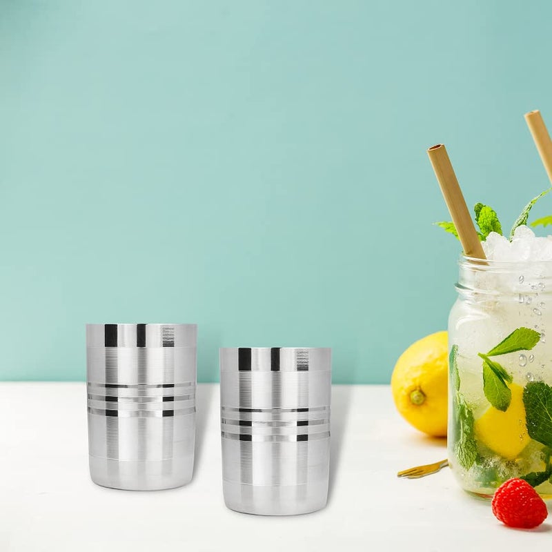 GALOOF Stainless Steel Glass Set of 2 | Unbreakable Heavy Gauge Steel Tumbler Glass Set for Drinking and Serving Water and Juice (Royal (300 ML), Set of 2) - Image 3