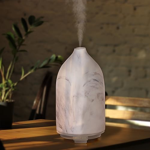 Iris Celeste Ultrasonic Humidifier Aroma Therapy Diffuser for Home Fragrance with 7 colour Changing LED Lights- Colour White (Grey) - Image 1