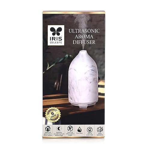 Iris Celeste Ultrasonic Humidifier Aroma Therapy Diffuser for Home Fragrance with 7 colour Changing LED Lights- Colour White (Grey) - Image 4