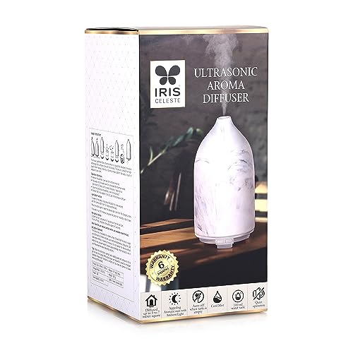 Iris Celeste Ultrasonic Humidifier Aroma Therapy Diffuser for Home Fragrance with 7 colour Changing LED Lights- Colour White (Grey) - Image 5