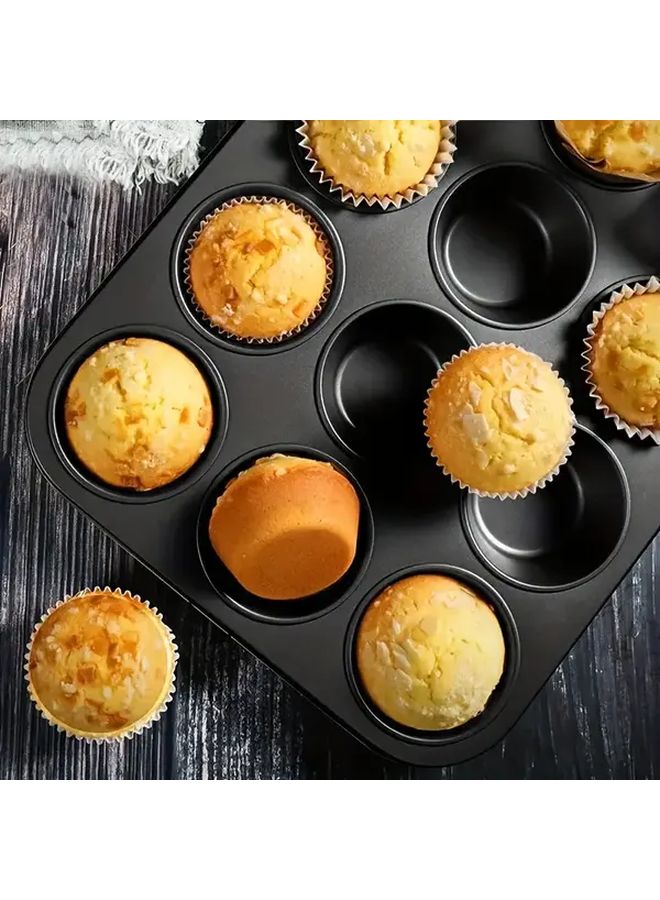 Heavy Duty Non Stick Muffin Pan 12 Holes 12 Cup Capacity Oven Safe to 450°F Durable Metal Baking Pan for Cupcakes Cookies Bread Cheesecake Commercial and Home Kitchen Use - Image 5