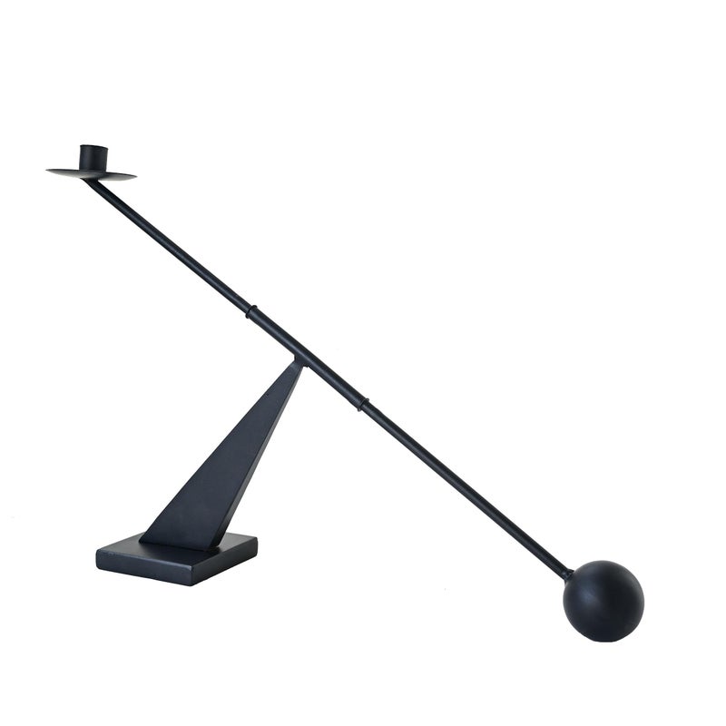 Remenna Black Metal Modern Candle Holder Candlestick Holders Decorative Candle Stand, Tapered Candle Holders Home Decoration 19 inch - Image 3