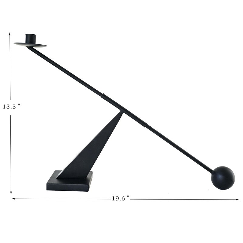 Remenna Black Metal Modern Candle Holder Candlestick Holders Decorative Candle Stand, Tapered Candle Holders Home Decoration 19 inch - Image 2