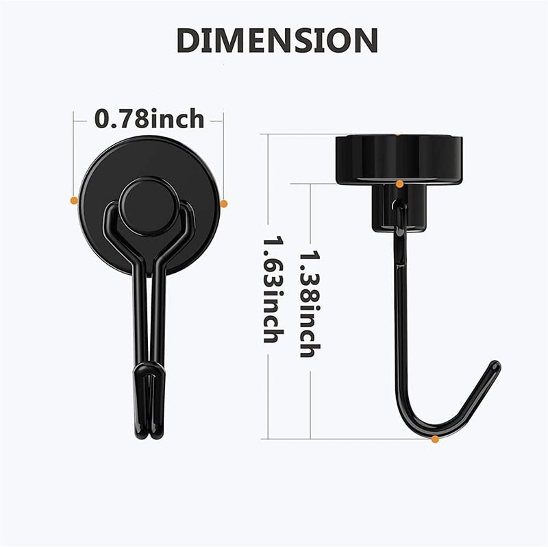Magnetic Hooks, Heavy Duty Strong Neodymium Magnet Hook 30 Lbs with Rust Proof for Indoor Outdoor Hanging, Refrigerator, Grill, Kitchen, Key Holder, Locker, Classroom, Black, Pack of 8 - Image 2
