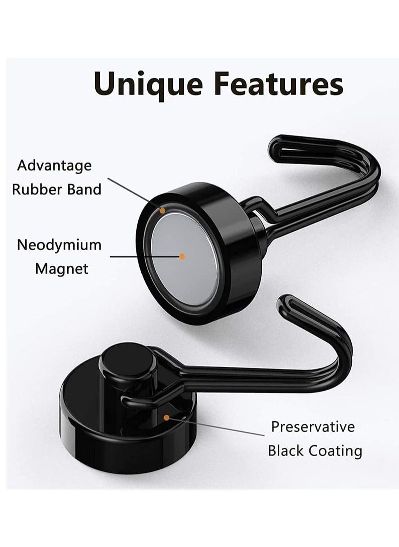 SYOSI Magnetic Hooks Heavy Duty Strong Neodymium Magnet Hook 30 Lbs With Rust Proof For Indoor Outdoor Hanging Refrigerator, Grill Kitchen Key Holder Locker Classroom Black Pack Of 8  - Image 3