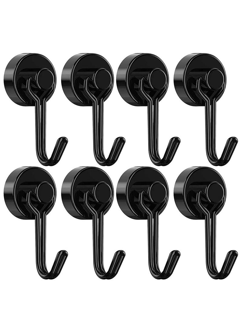 SYOSI Magnetic Hooks Heavy Duty Strong Neodymium Magnet Hook 30 Lbs With Rust Proof For Indoor Outdoor Hanging Refrigerator, Grill Kitchen Key Holder Locker Classroom Black Pack Of 8  - Image 1