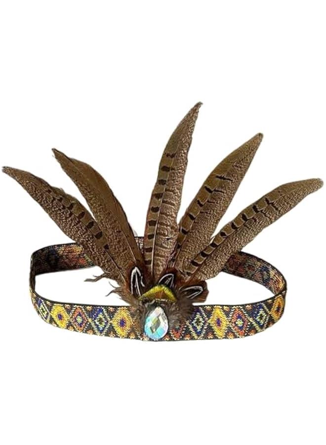 Arabest 3 Piece Accessories for 58cm(22.8in) Labubu，Native American Inspired Costume Set Compatitable With zimomo, Feather Headdress with Beaded Headband, Tribal Necklace and apron - Image 4