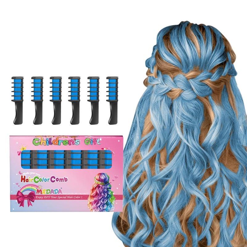 New Hair Chalk Comb Temporary Bright Hair Color Dye for Girls Kids Washable Hair Chalk for Girls Age 4 5 6 7 8 9 10 New Year Birthday Cosplay DIY Halloween Christmas Blue