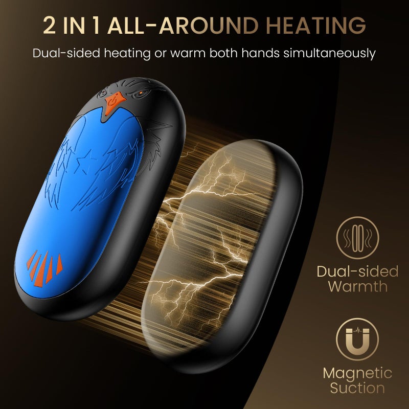 VTHW Hand Warmers Rechargeable 2 Pack, Magnetic Hand Warmers with 24Hrs Warmth 3 Levels Heating Gifts for Christmas, Golf, Camping, Hunting, Fishing, Raynauds, Blue - Image 3