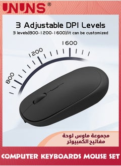 UNUNS Rechargeable Bluetooth Arabic Keyboard And Mouse Combo,Ultra-Slim Portable Wireless Mouse Keyboard Set,Compatibe Tablet Android Mac Windows iPad iOS 13 and Above, Black 10inch  - Image 5