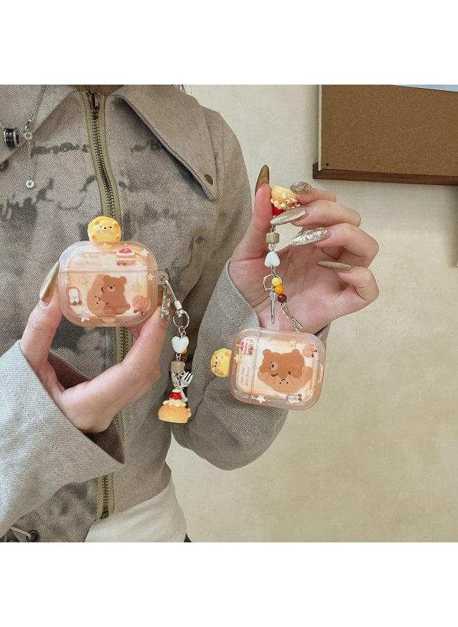 Generic - Applicable Airpods4 Protective Case For Apple 4 Generation Puff Decorations Hornbag Bear Airpods Pro2-Color:Puff Patch With Horn Bear Single Shell-Applicable Models:Airpods 1/2 Generation - Image 1