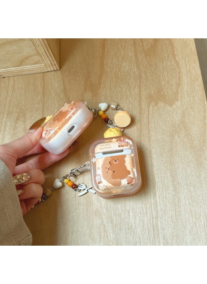 Generic - Applicable Airpods4 Protective Case For Apple 4 Generation Puff Decorations Hornbag Bear Airpods Pro2-Color:Puff Patch With Horn Bear Single Shell-Applicable Models:Airpods 1/2 Generation - Image 1