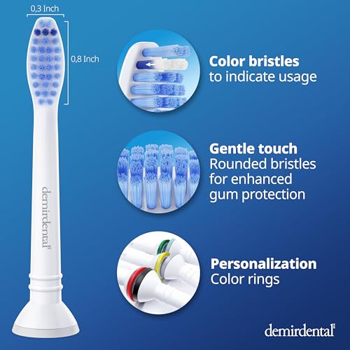 demirdental Replacement Heads - Compatible with Philips Sonicare Replacement Heads - Medium Replacement Toothbrush Head - Replaces HX6015/03 SimplyClean Toothbrush Heads - White - 8 Pcs - Image 5