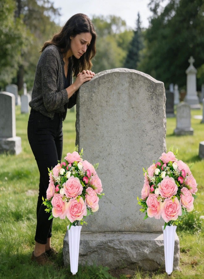 Lodou Artificial Peonies Bouquet, Lifelike Silk Peonies Flowers,Fake Artificial Flowers Peonies Bouquet for Cemetery Grave Decoration, Memorial Day, Home Decor (Pink) - Image 5