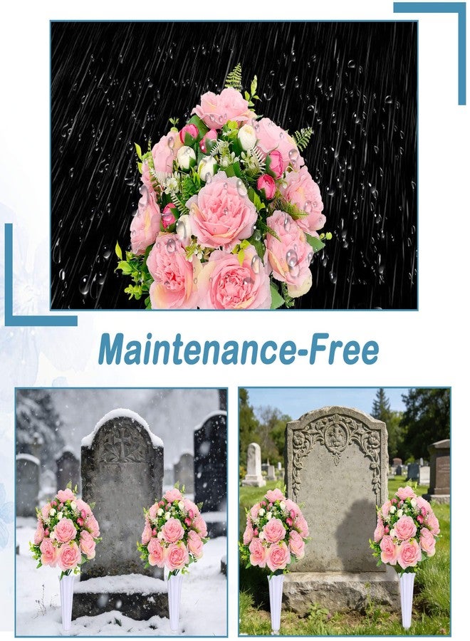 Lodou Artificial Peonies Bouquet, Lifelike Silk Peonies Flowers,Fake Artificial Flowers Peonies Bouquet for Cemetery Grave Decoration, Memorial Day, Home Decor (Pink) - Image 3