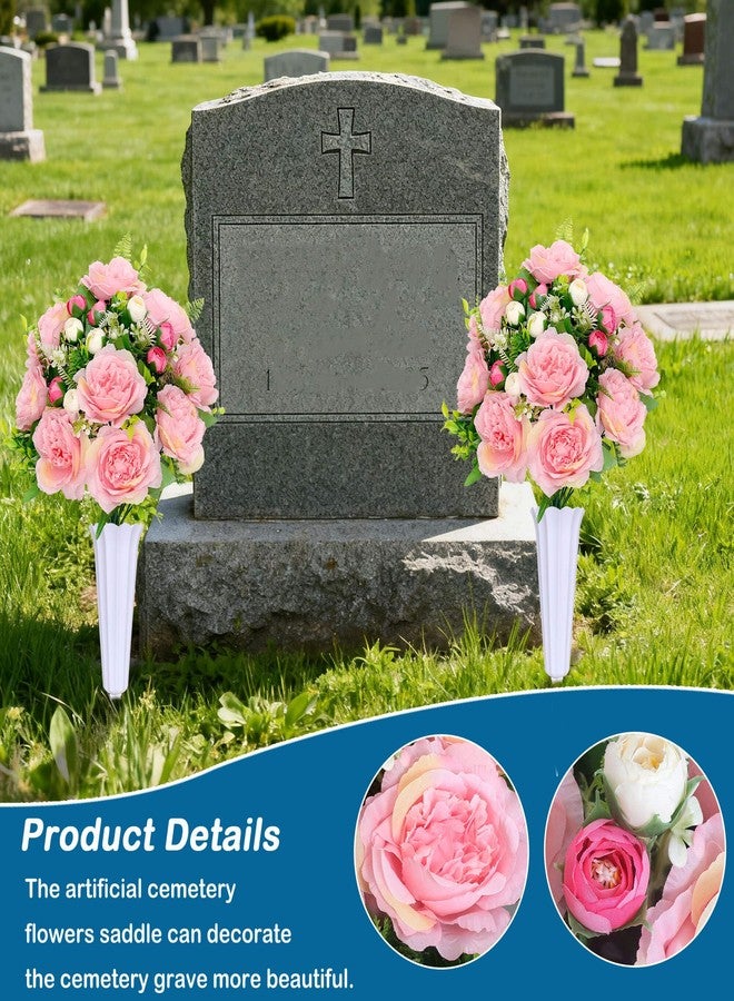 Lodou Artificial Peonies Bouquet, Lifelike Silk Peonies Flowers,Fake Artificial Flowers Peonies Bouquet for Cemetery Grave Decoration, Memorial Day, Home Decor (Pink) - Image 2