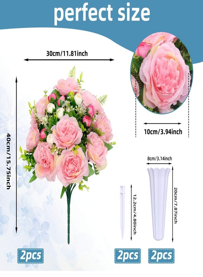Lodou Artificial Peonies Bouquet, Lifelike Silk Peonies Flowers,Fake Artificial Flowers Peonies Bouquet for Cemetery Grave Decoration, Memorial Day, Home Decor (Pink) - Image 4