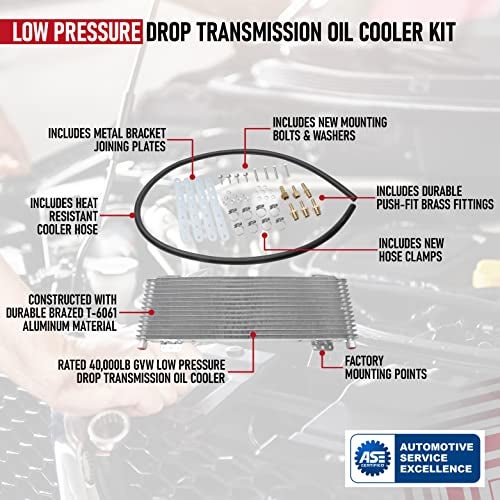 AA Ignition Low Pressure Drop Transmission Oil Cooler Kit - Replaces LPD4739, LPD 47391 - Universal - 40,000 GVW with Mounting Hardware - Great for Car, Trucks, Van, RV or Towing Applications - Advance Cooling - Image 4