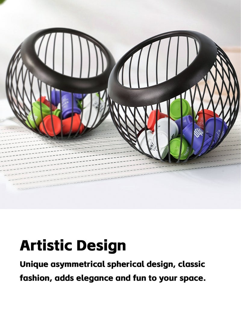 Teuuea 2 Pieces Coffee Pod Holder, Espresso Coffee Capsule Holder Organizer Storage Basket, Metal Wire Large Capacity Cup Fruit Bowl Coffee Bar, for Counter Kitchen Pantry Office Bar Cafe (Black) - Image 4