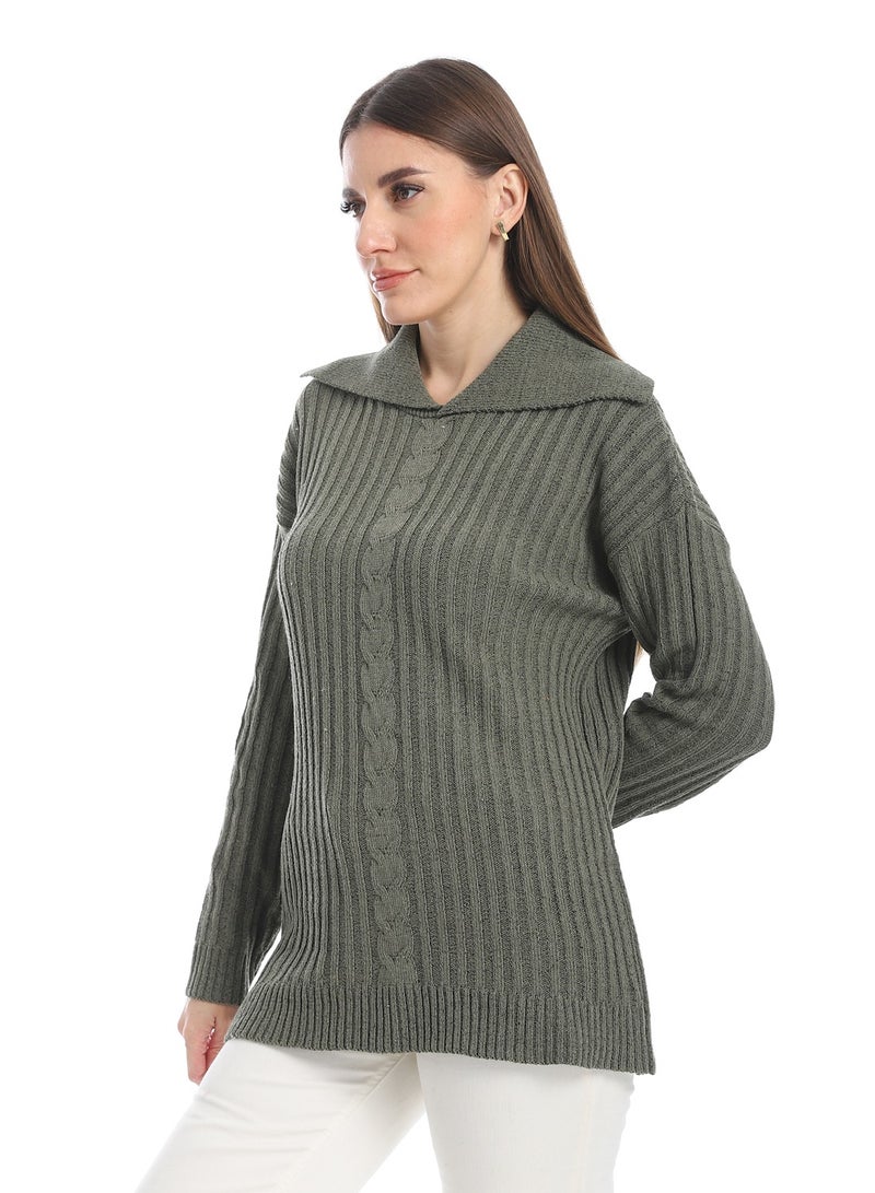 سيزار بلوفر صوف حريمي سادة بياقة وتصميمات متعددة - Image 2