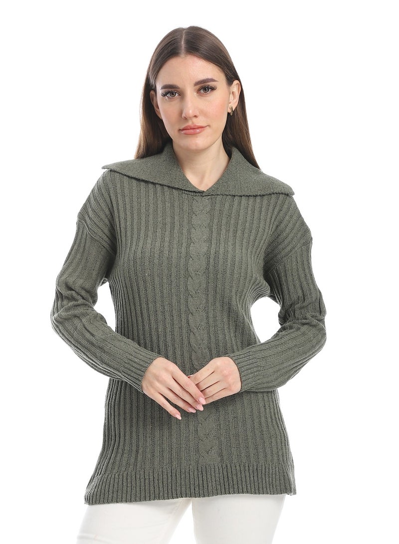 سيزار بلوفر صوف حريمي سادة بياقة وتصميمات متعددة - Image 1